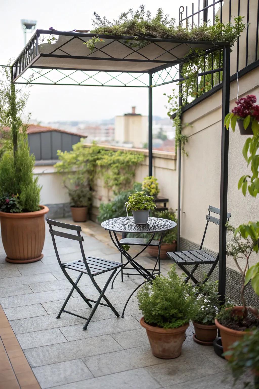 A small patio is maximized with an efficient layout.