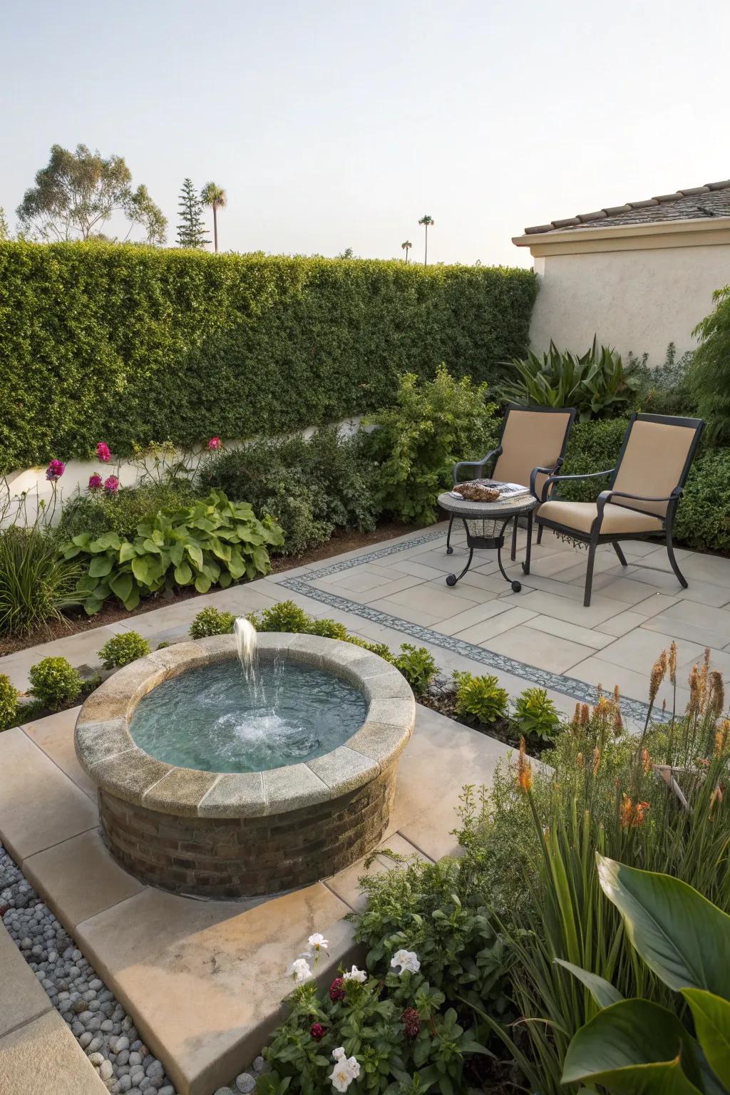 A serene aqua feature introducing calm to the patio.