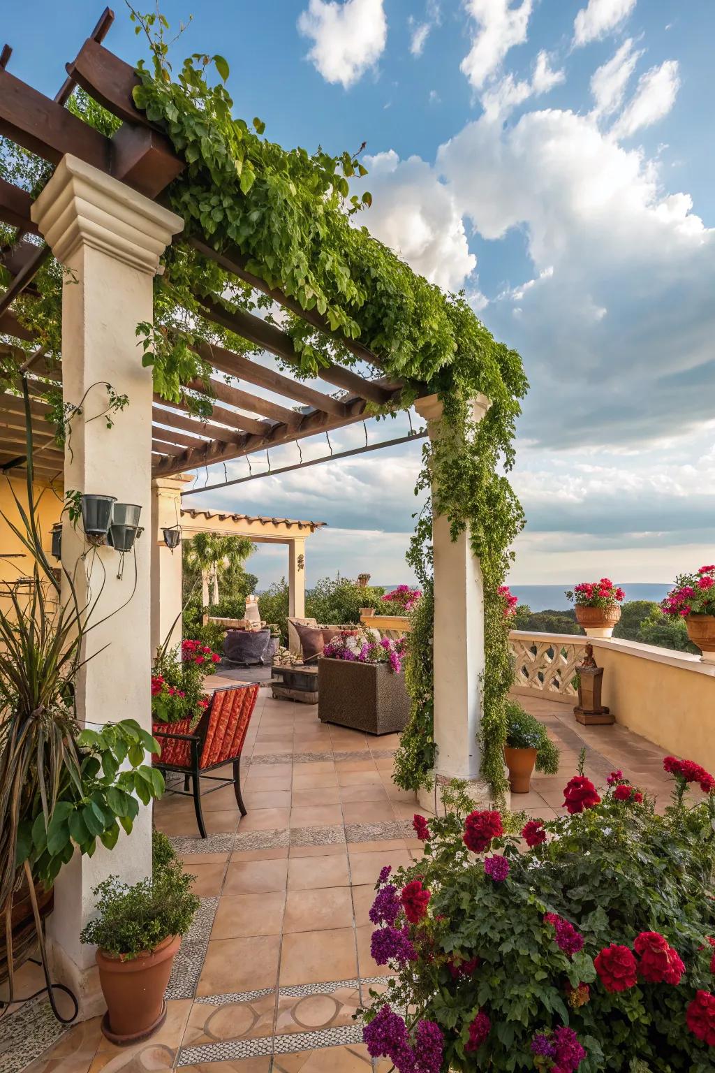 Mediterranean-inspired decor brings exotic charm to this structure.