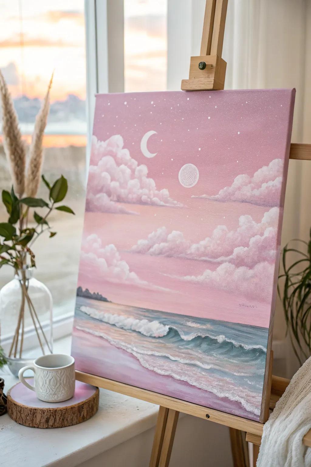 Gentle and serene light rosy fanciful view.