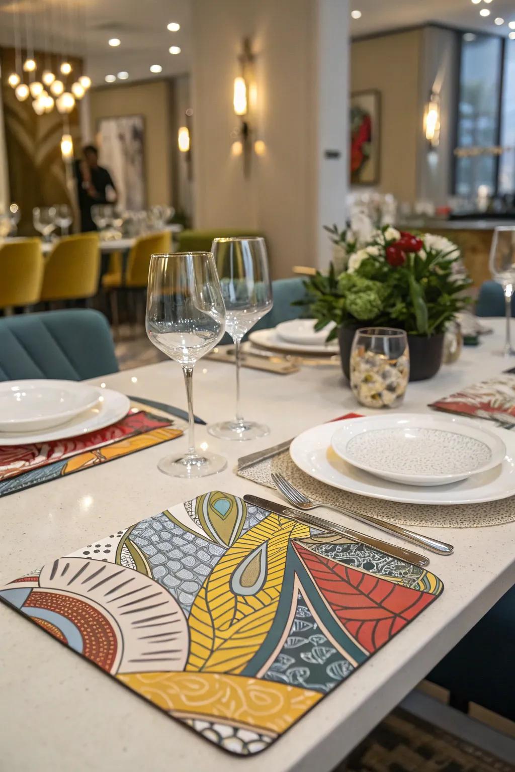 Turn your table into a canvas for creativity with artistic placemats.