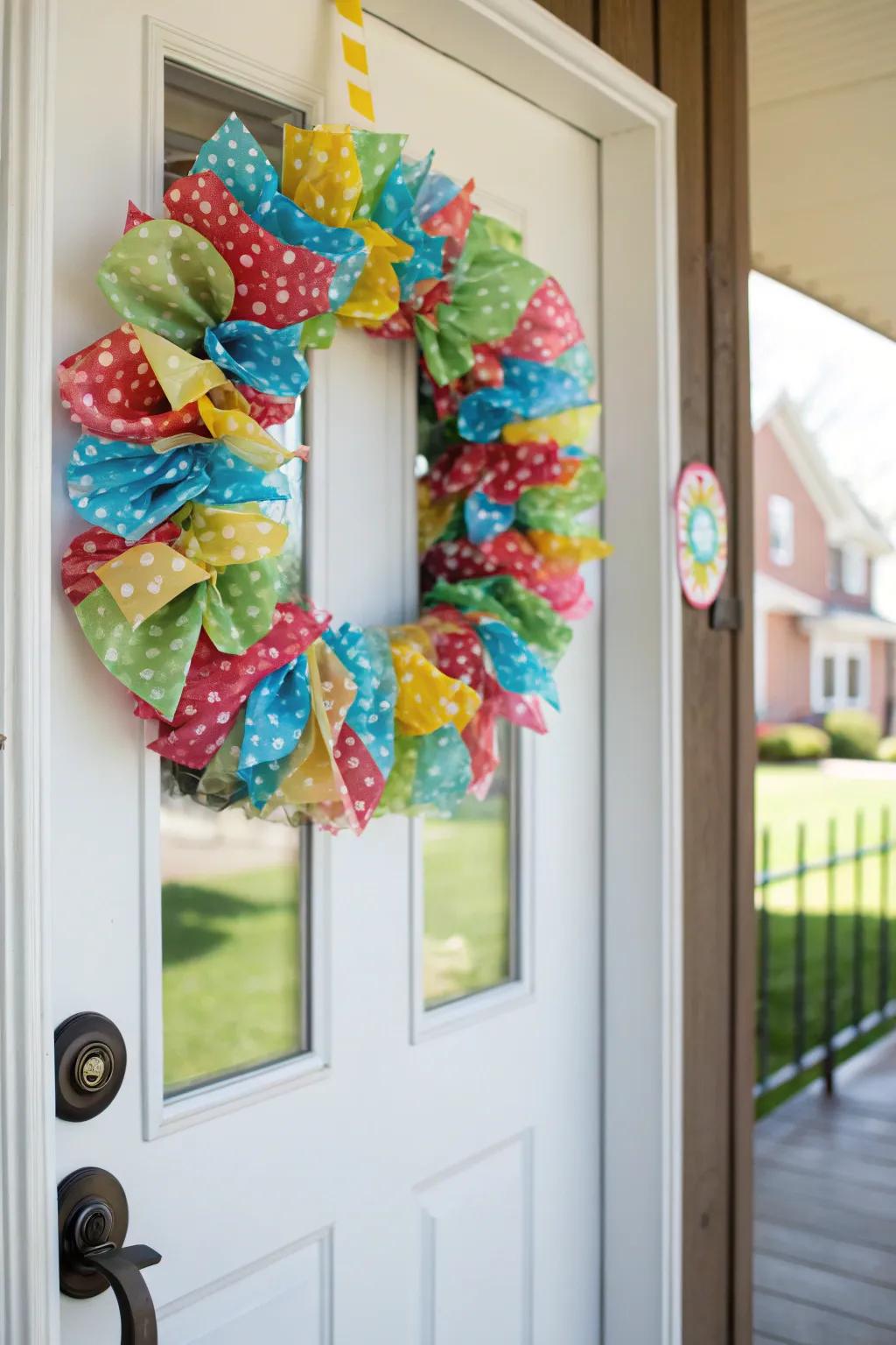 Welcome visitors using a vibrant linen festoon.