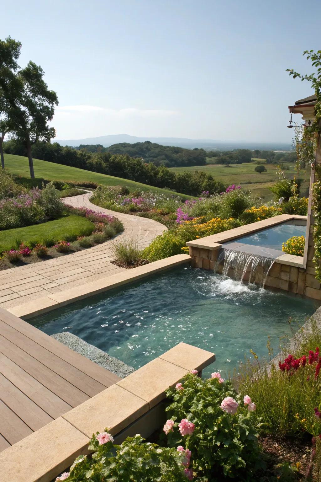 Built-in H2O accents add tranquility to your poolside.