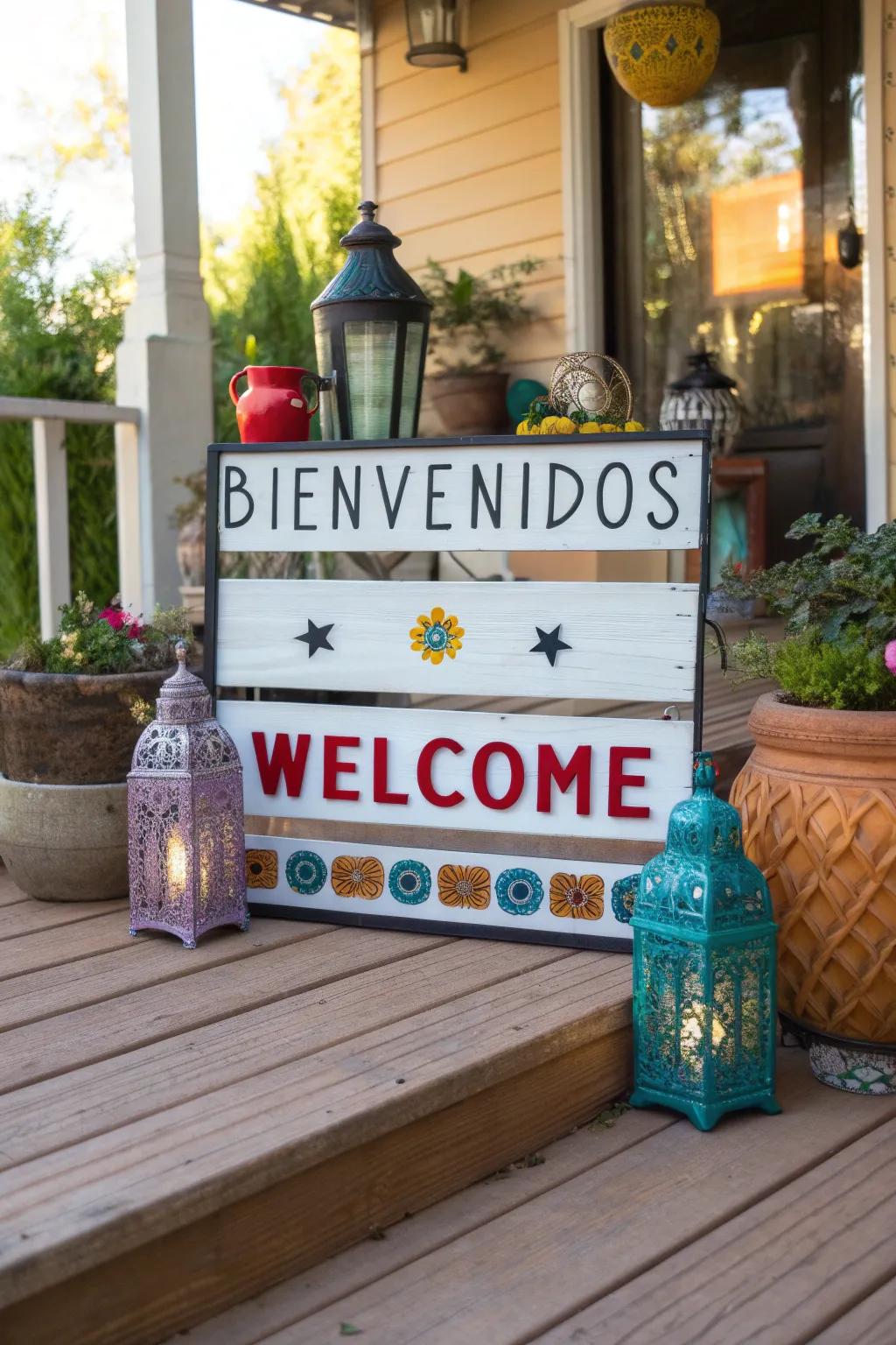 A bilingual board that celebrates cultural diversity.