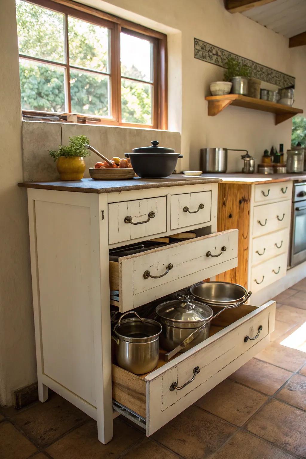 Reimagined furniture offers unique and functional storage.