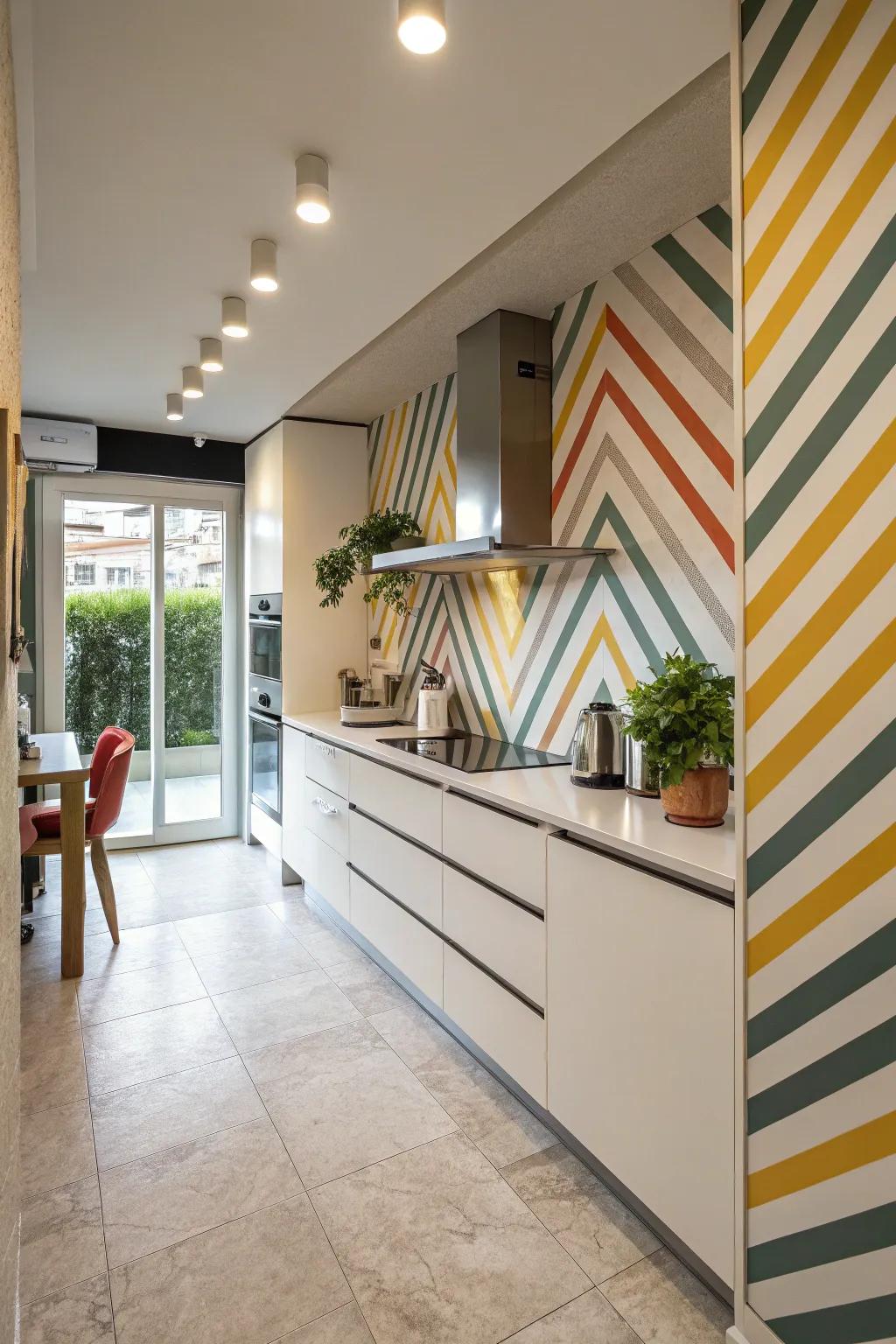 Diagonal stripes append a contemporary variation to quintessential motifs.
