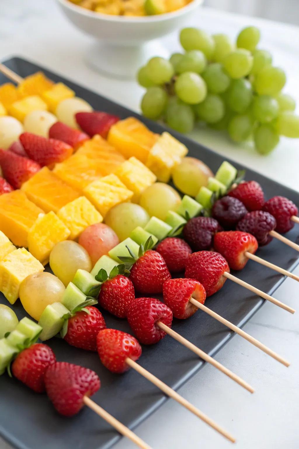 A dish of killer and healthy spectral fruit sticks.