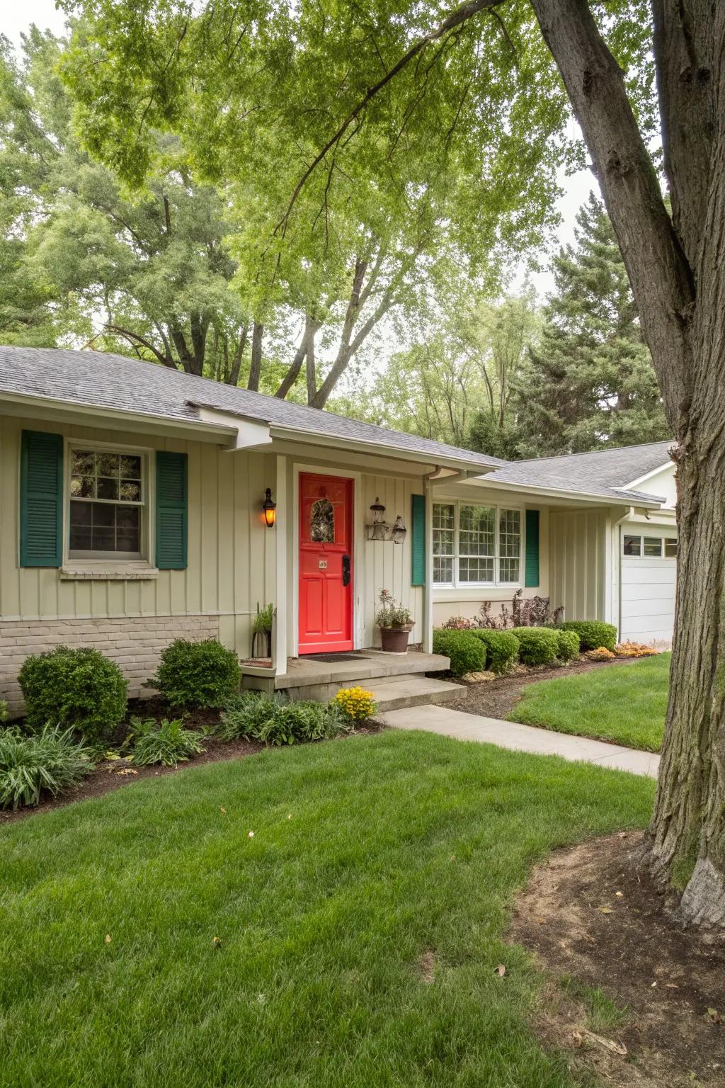 A bold entryway stands out as a welcoming focal point.