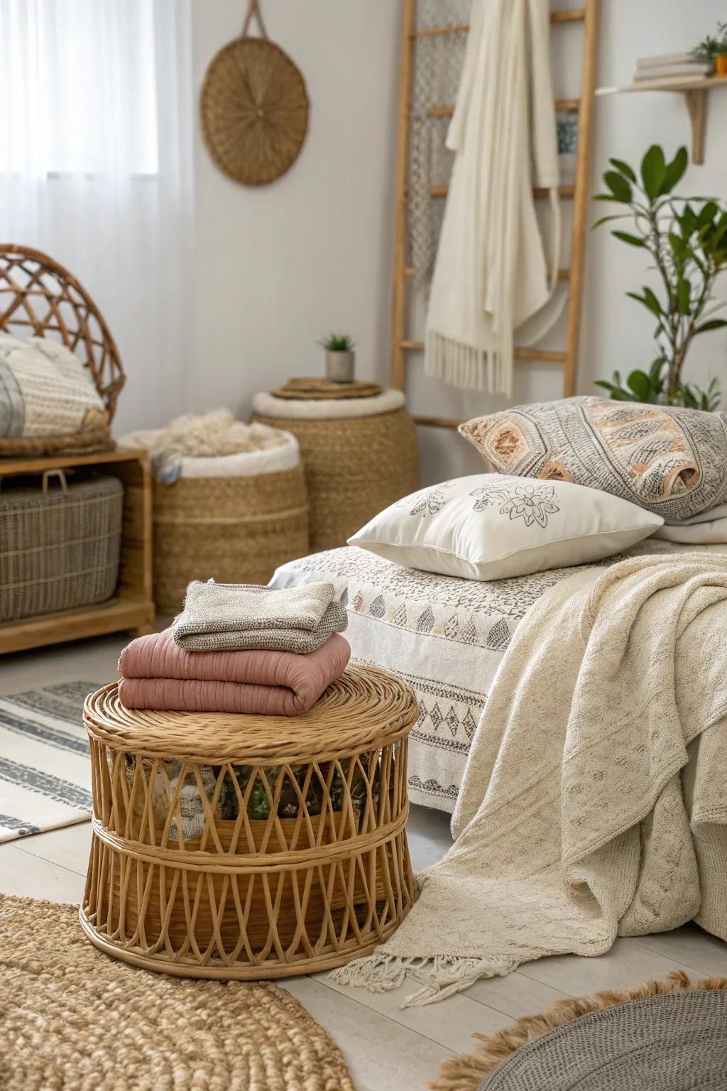 Layer textures for a visually interesting and cozy bedroom.