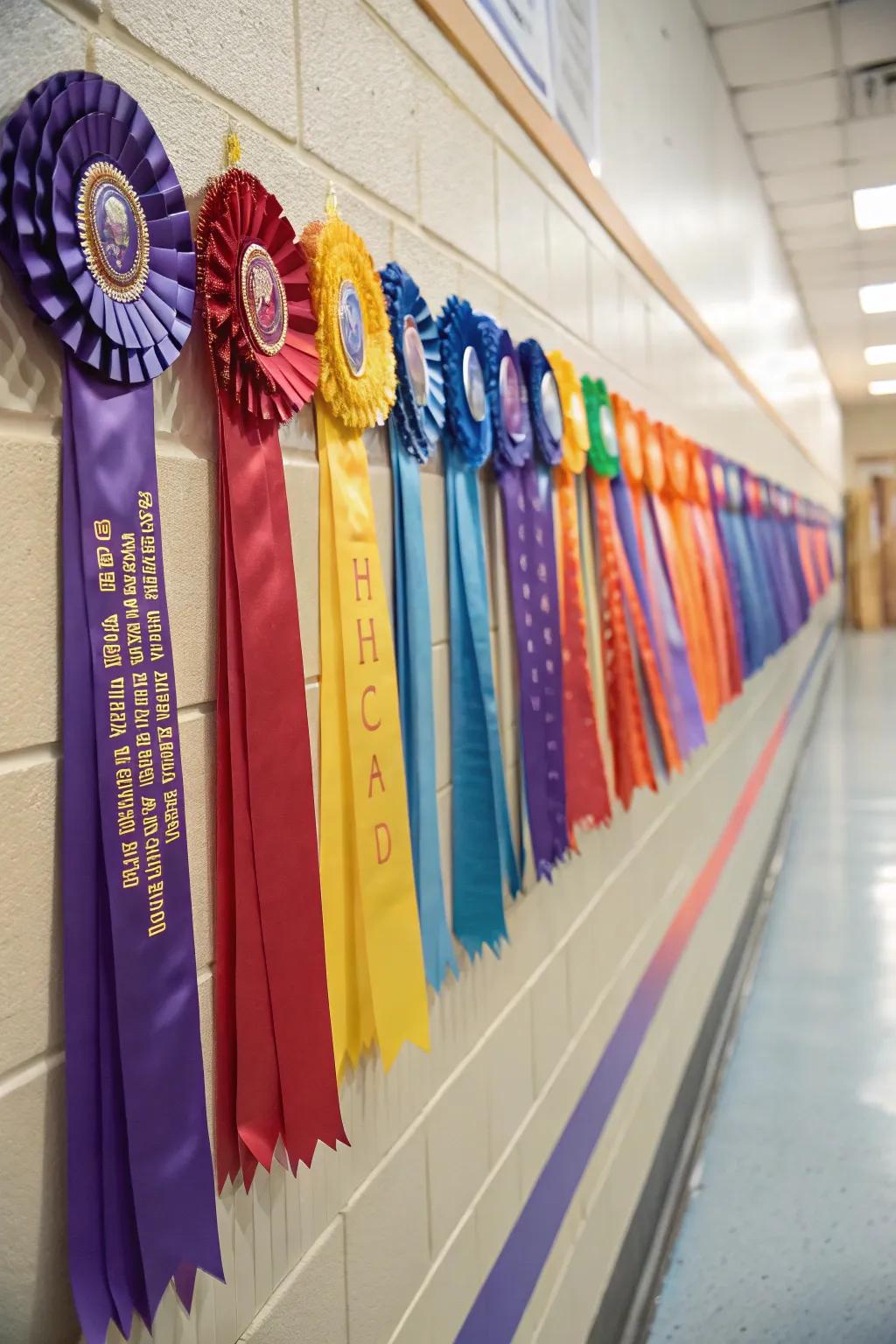 Gradient color shift impression with fabrics for visual depth.