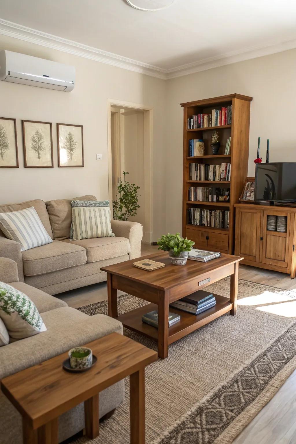 An area with a practical layout maximizing space and practicality.