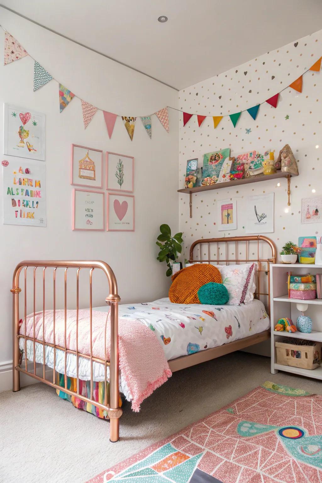 Blush tones add playfulness to a kid's space.