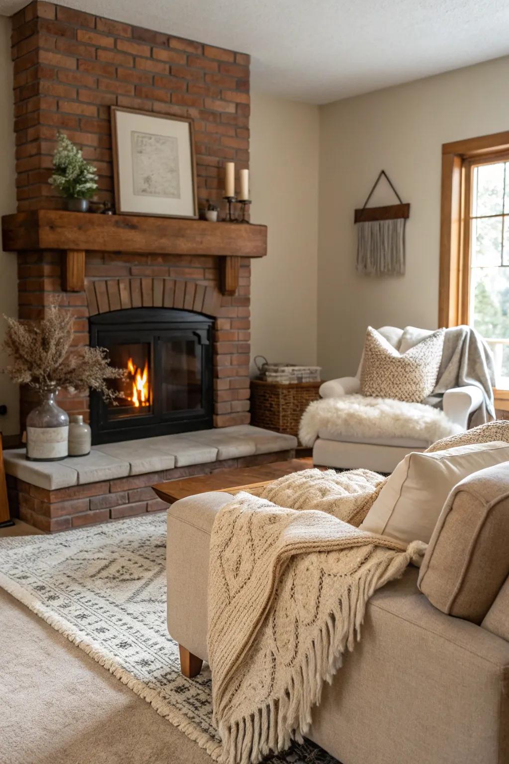 Harmonious shades providing a cozy, inviting backdrop for your hearth.