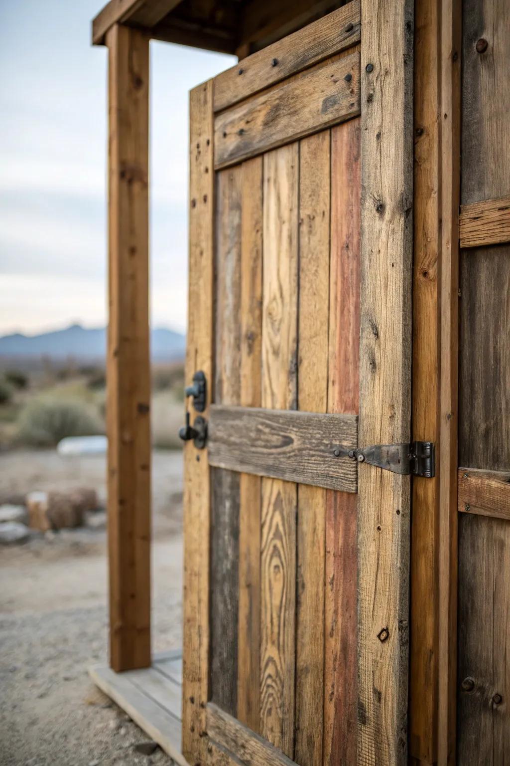 Combining lumber variations adds profundity and visual fascination to rustic portals.