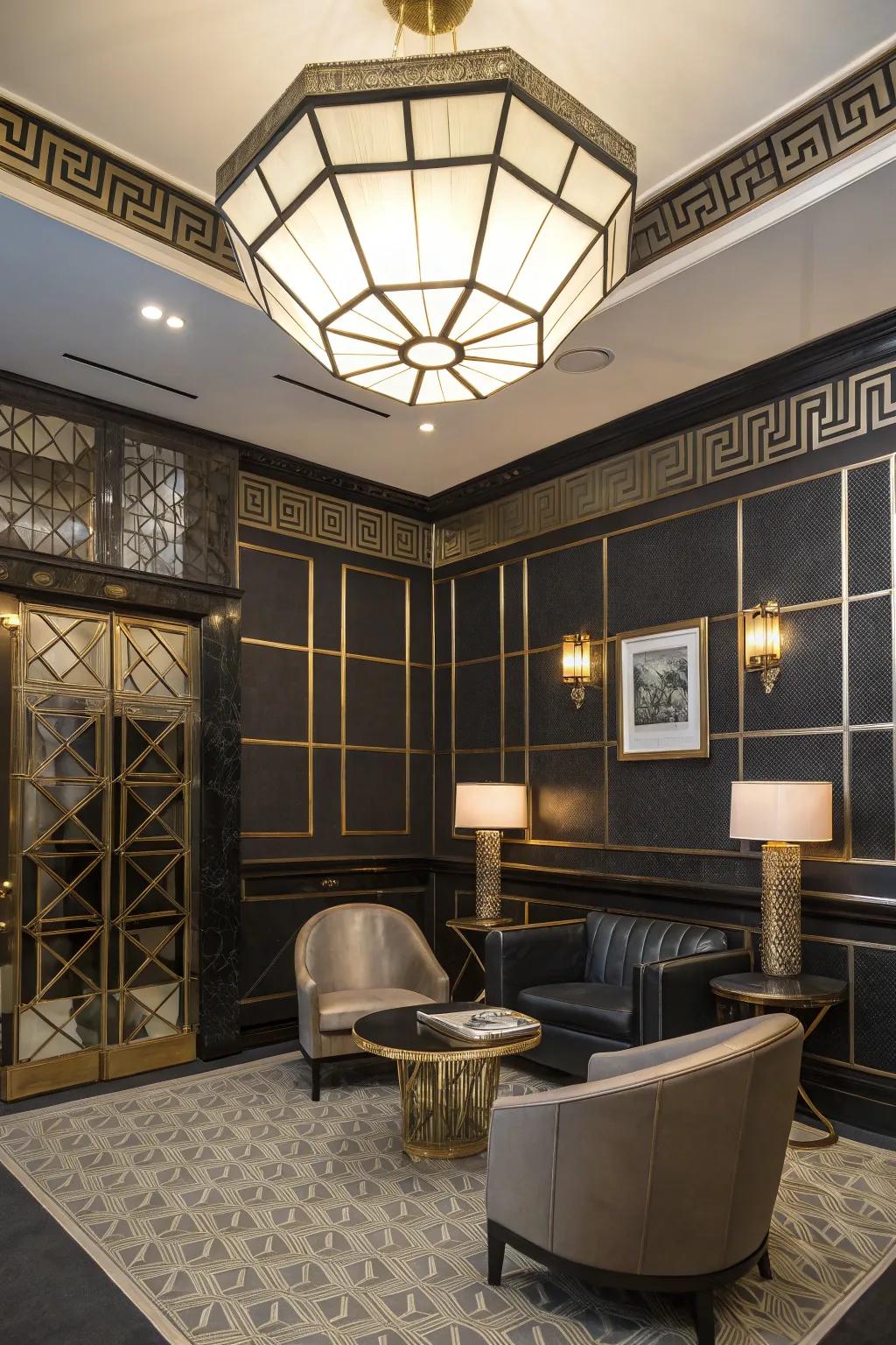 Add vintage glamour to your property with Artwork Deco lights.