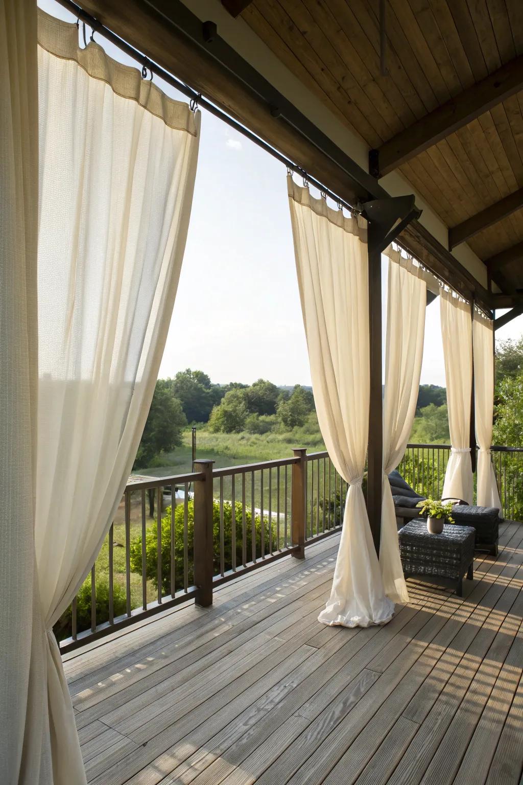 Outdoor curtains provide both shade and panache.