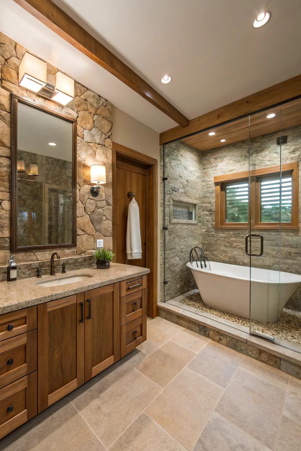 Retreat feel with earth-inspired components.