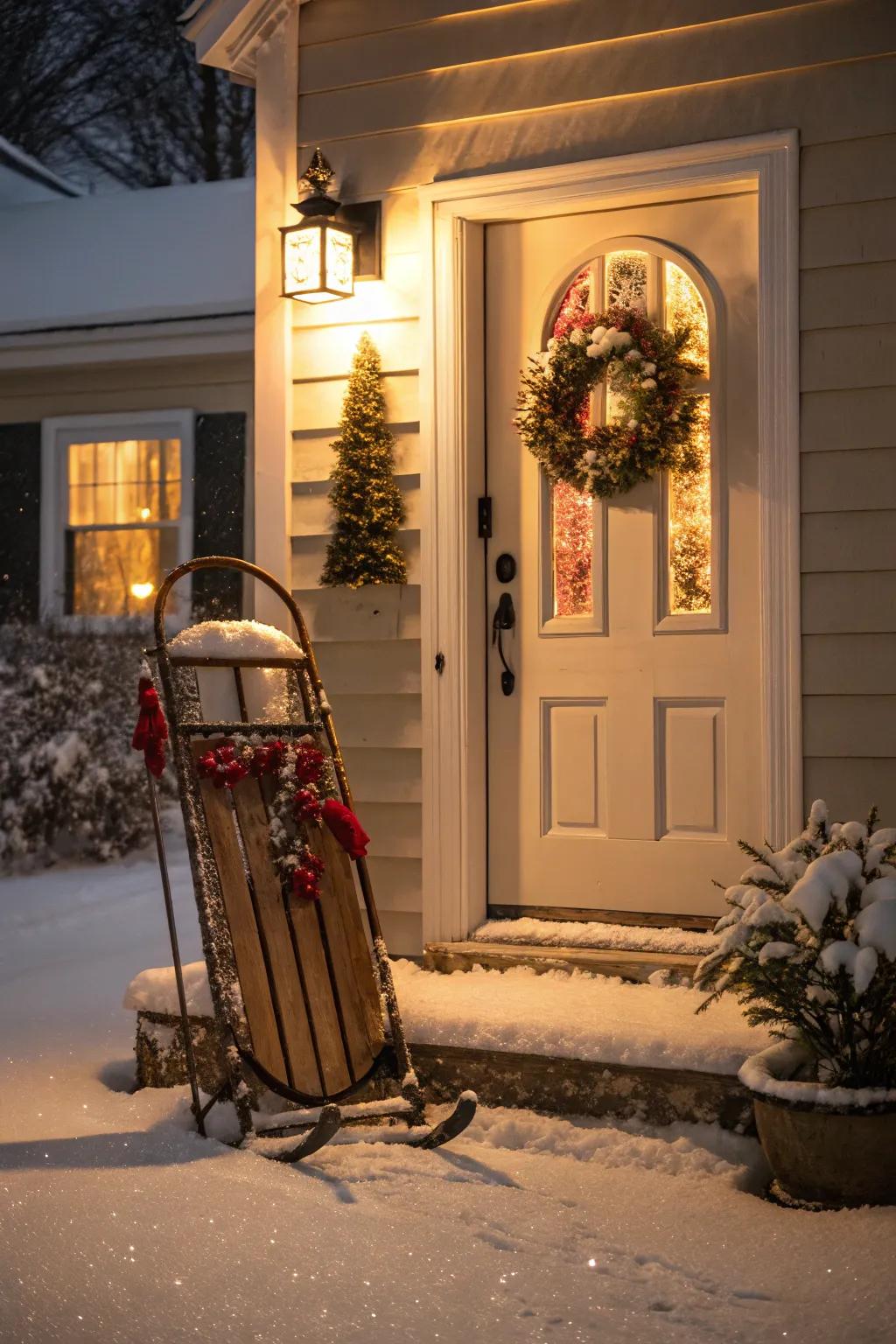 A vintage toboggan evokes recollections of snow-dusted escapades.