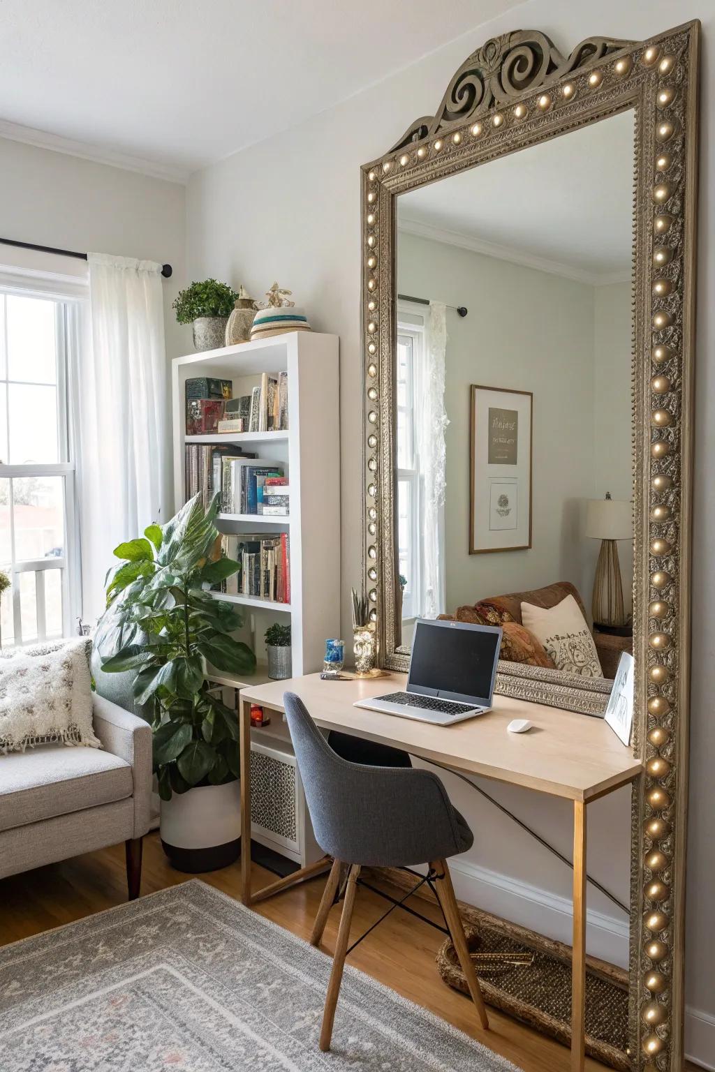 Mirrors have the ability to visually double the size of your office.