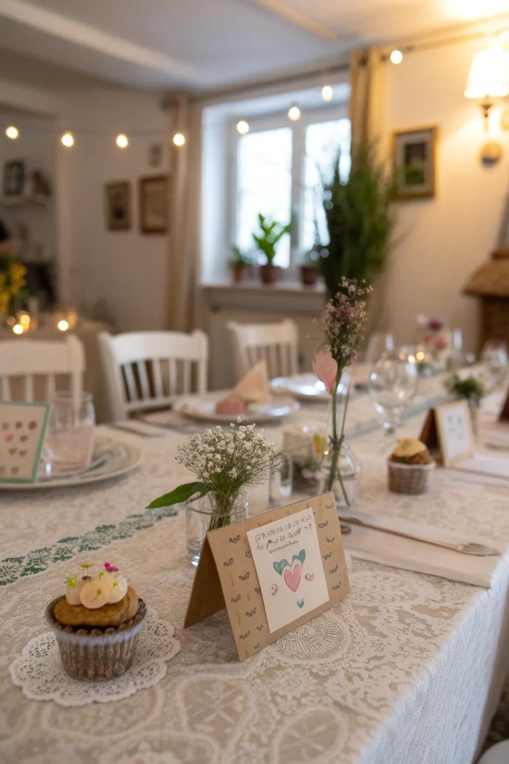 Hand-lettered placement cards bring an intimate, bespoke feel to the table.