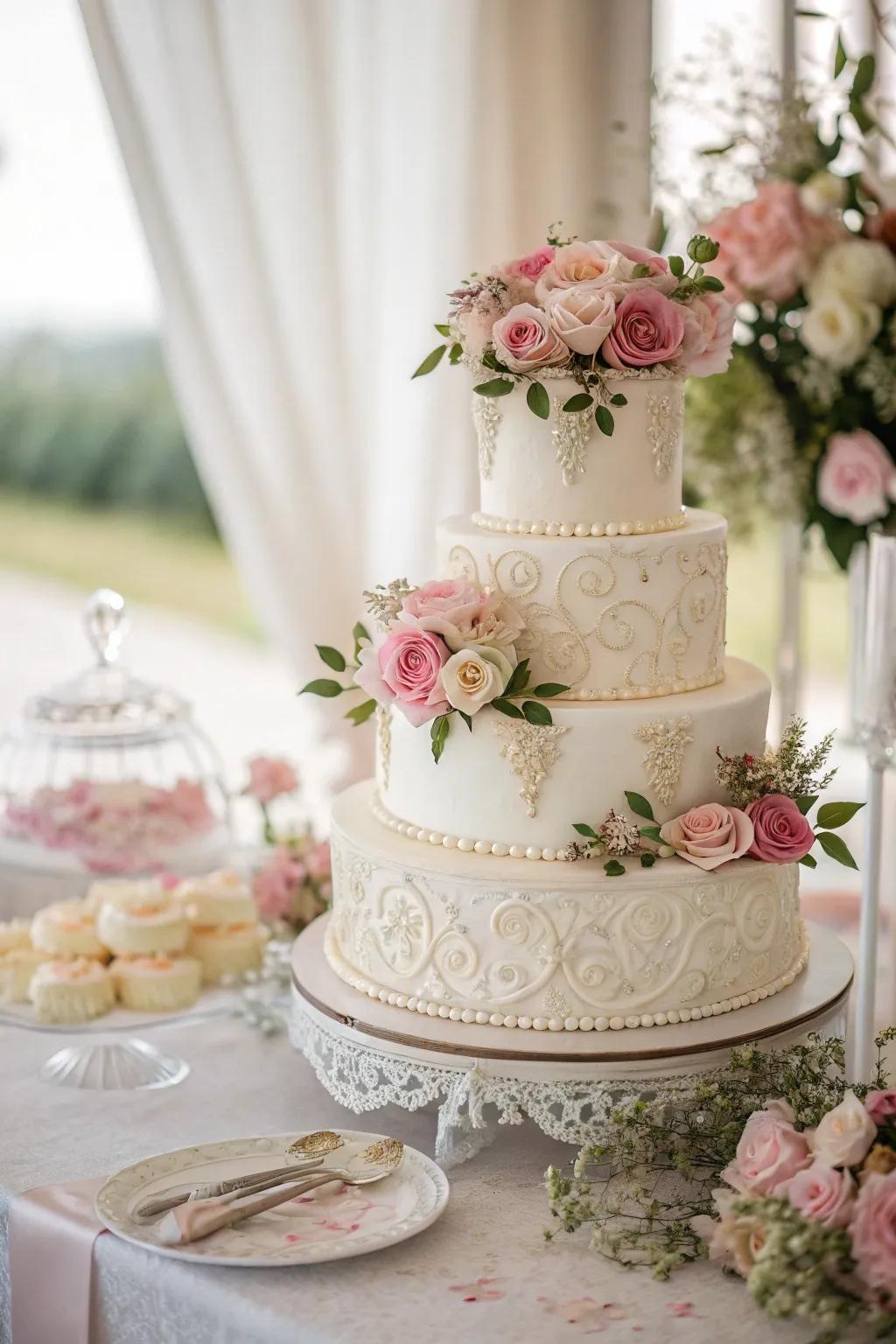 Sentimental floral hints on a simple confection.