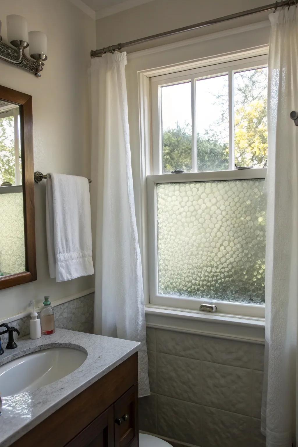 Textured glass combines privacy with visual interest.