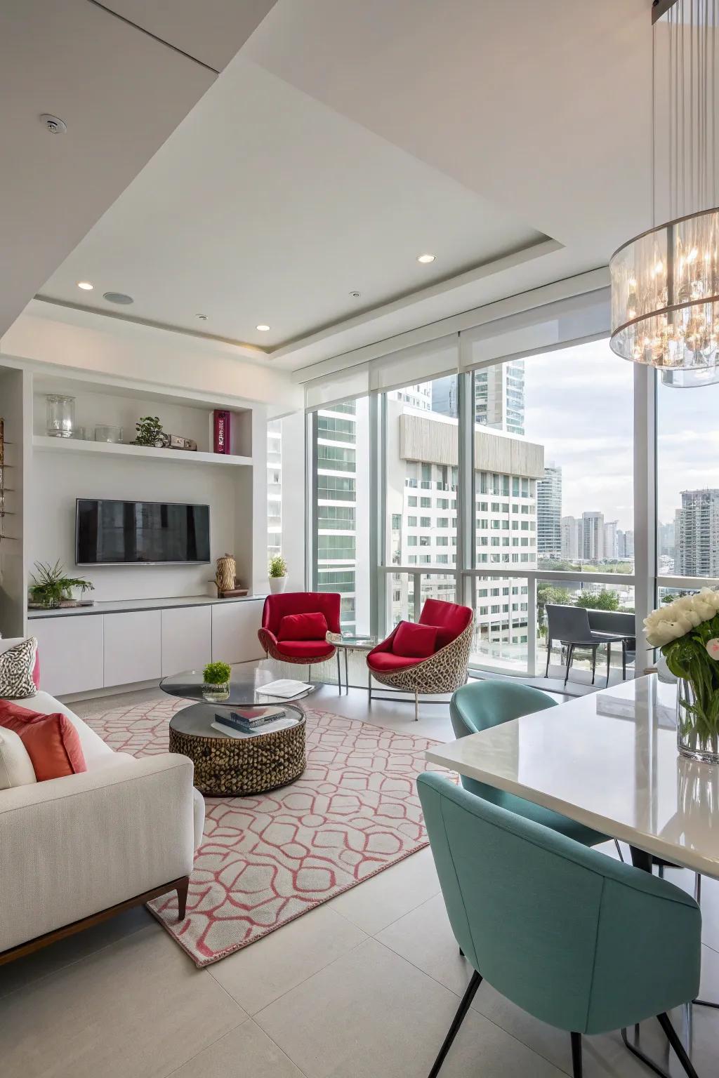 Contemporary themes keep condos stylish.