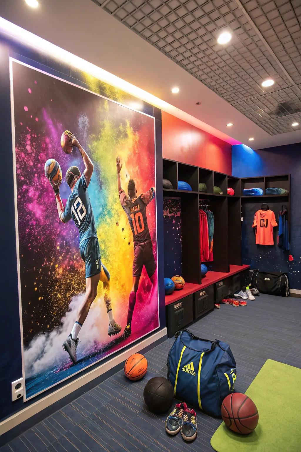 Infuse your area with energy using vibrant sporting graphic arts.