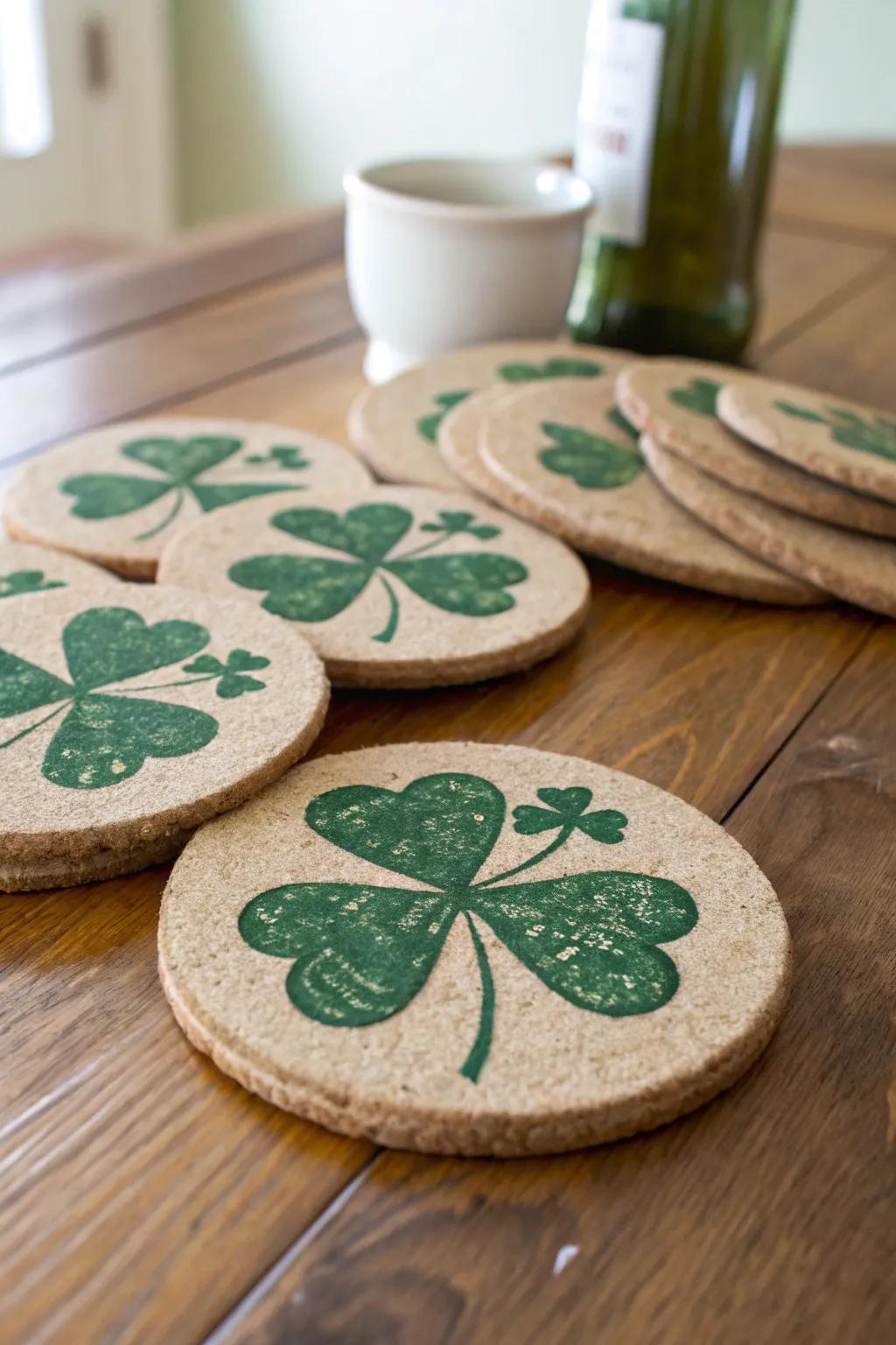 Introduce festivity to your drinks through trefoil coasters.
