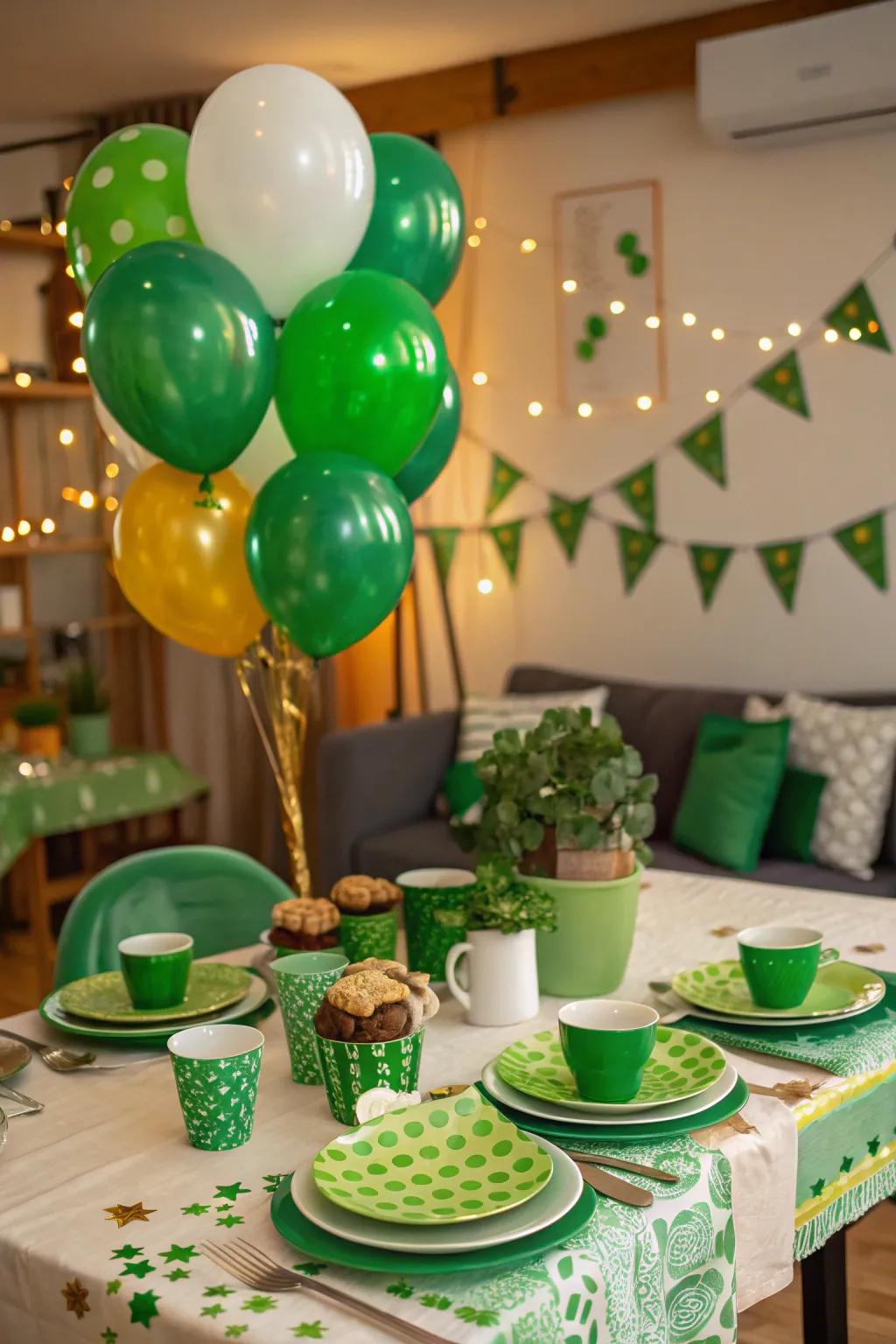 An enchanting tea gathering arrangement, ideal for St. Patrick's Day.