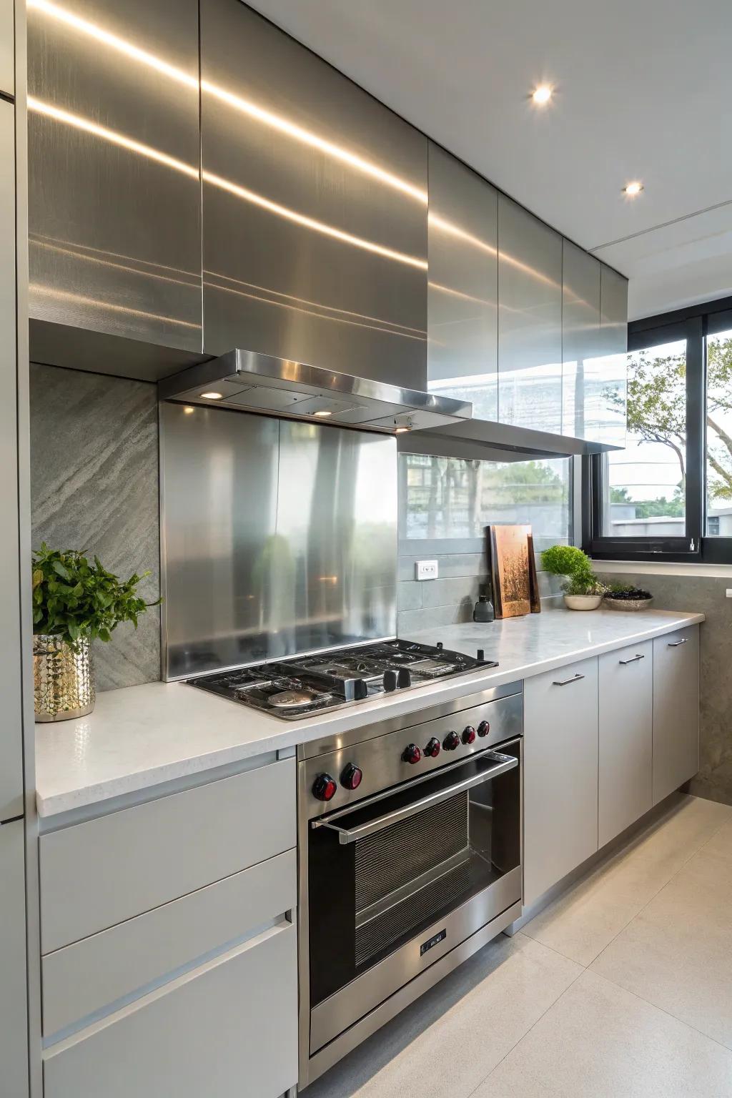 A steel backsplash that makes a striking statement.