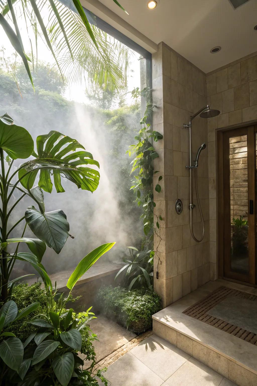 Plant decorations bring life and freshness to steam enclosures.