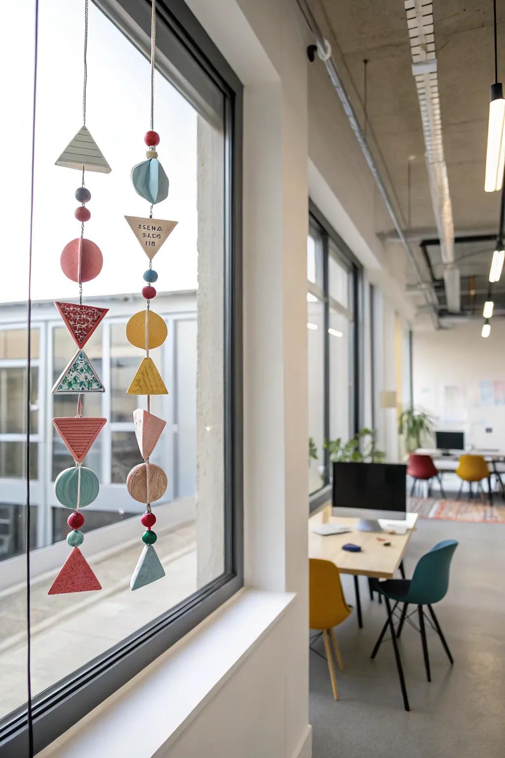 Modern art with air dry clay light catchers.