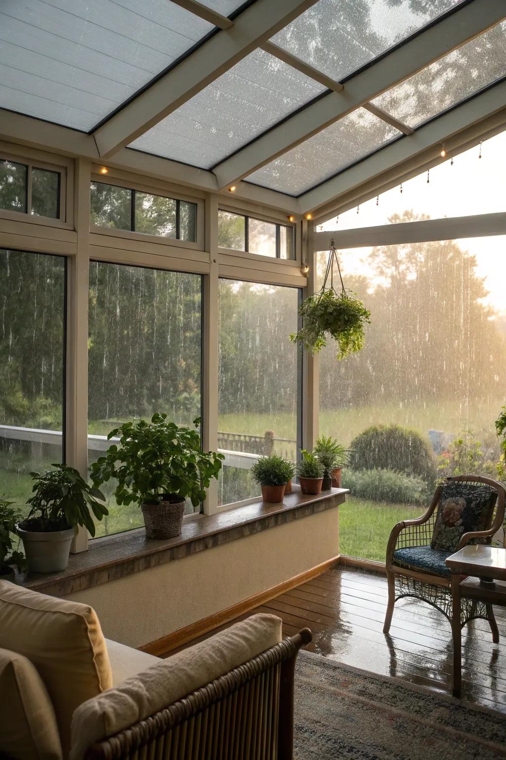 Hinged windows allow airflow in all weather conditions.