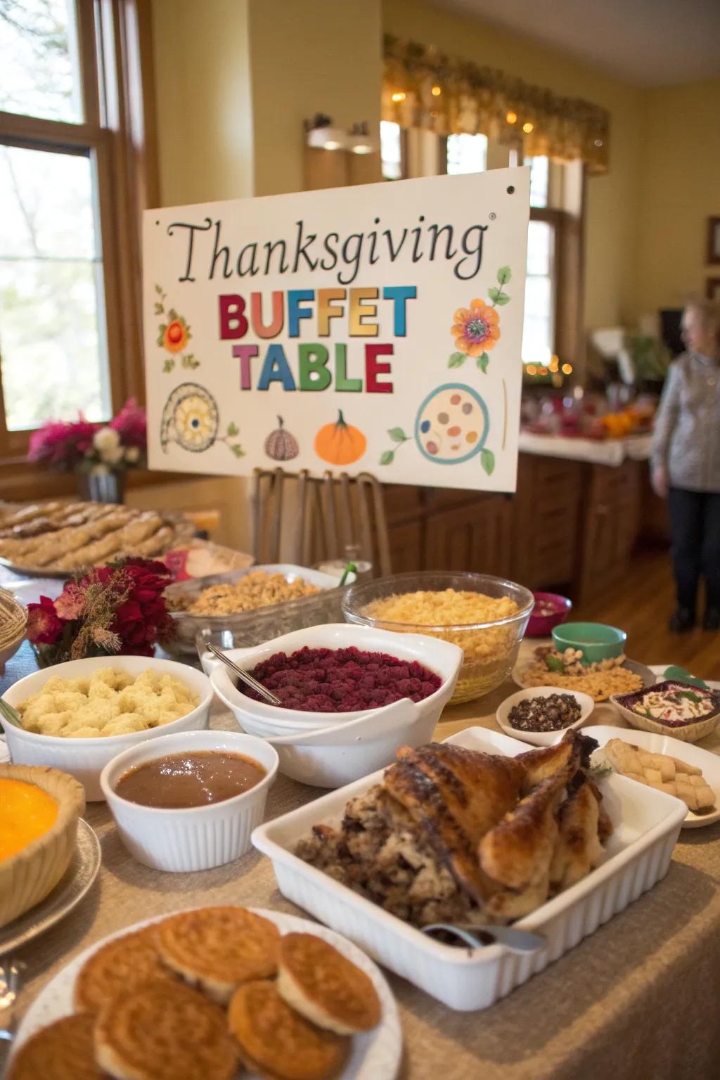 Signage infuses a personalized touch to the buffet.