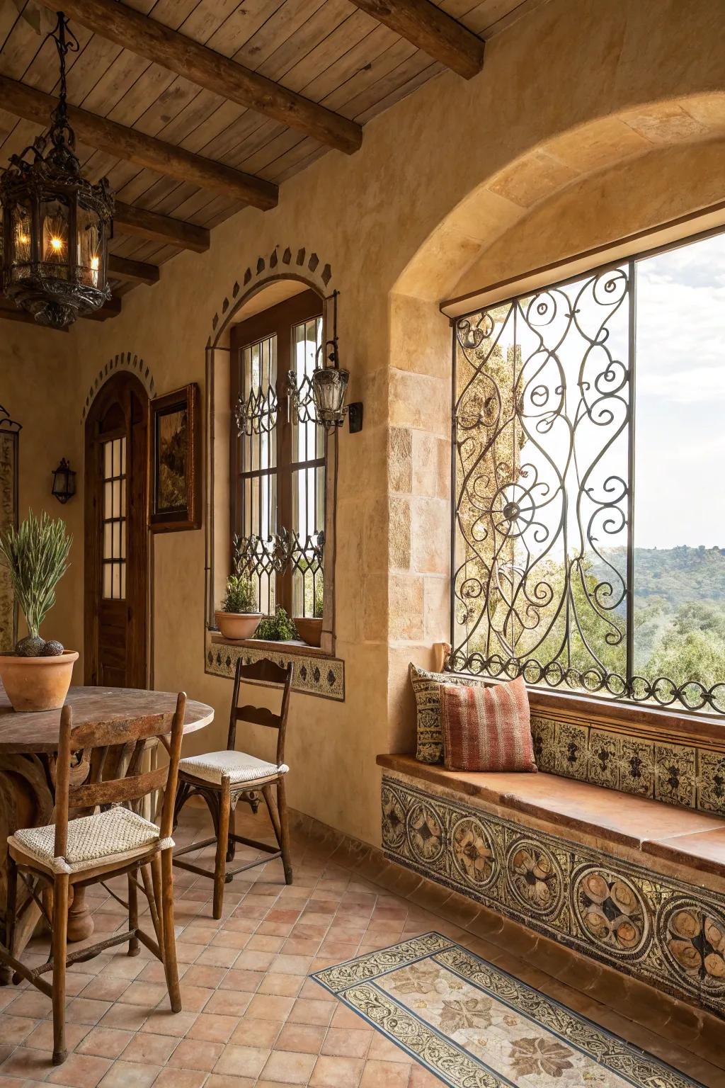 Seaside getaway featuring warm shades and elegant details.