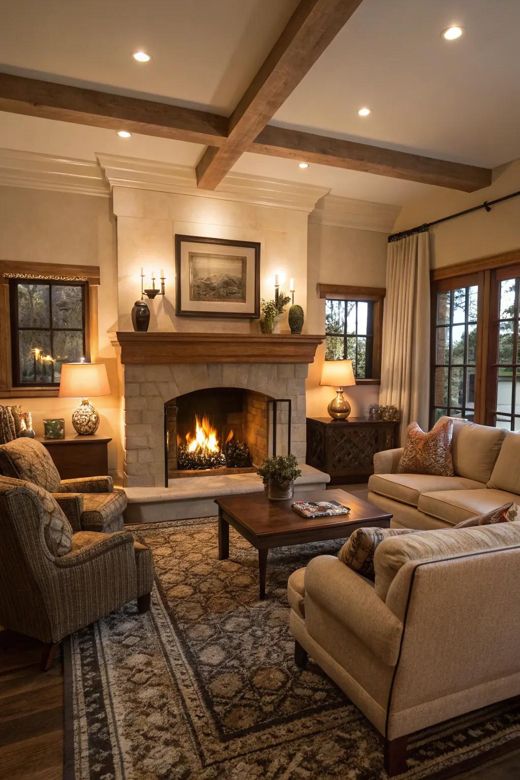 A fireplace inviting everyone together.