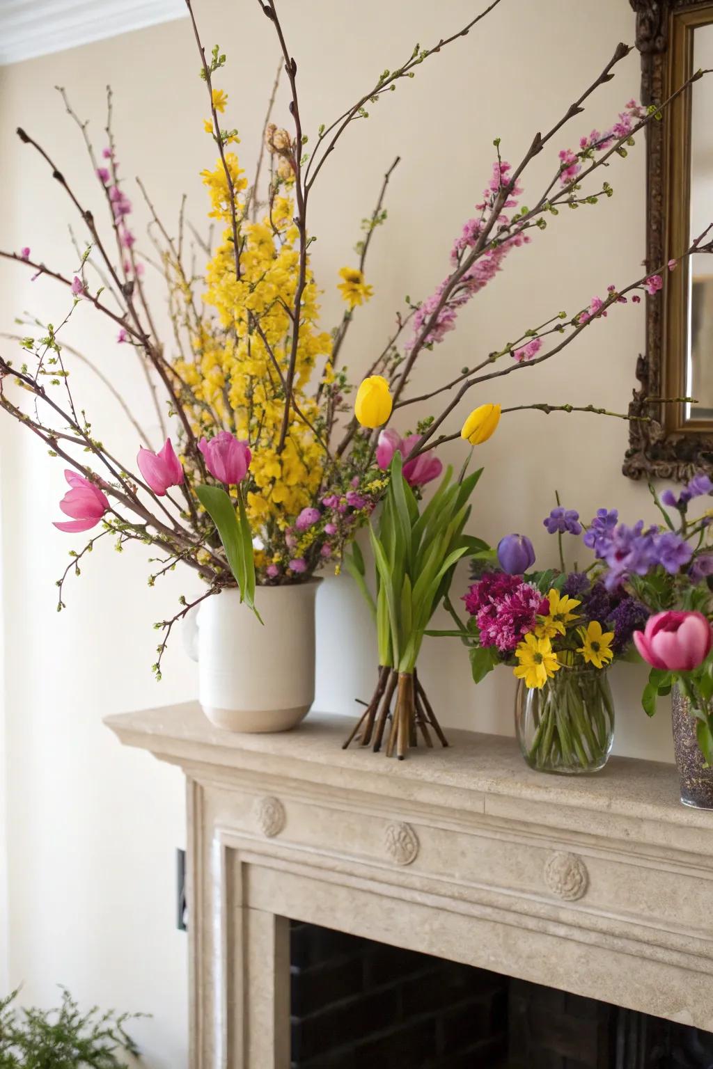 Seasonal limb composition featuring vernal blossoms.