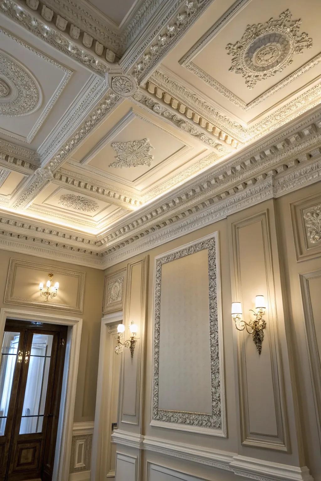 Tiered trim designs adding dimension and texture.