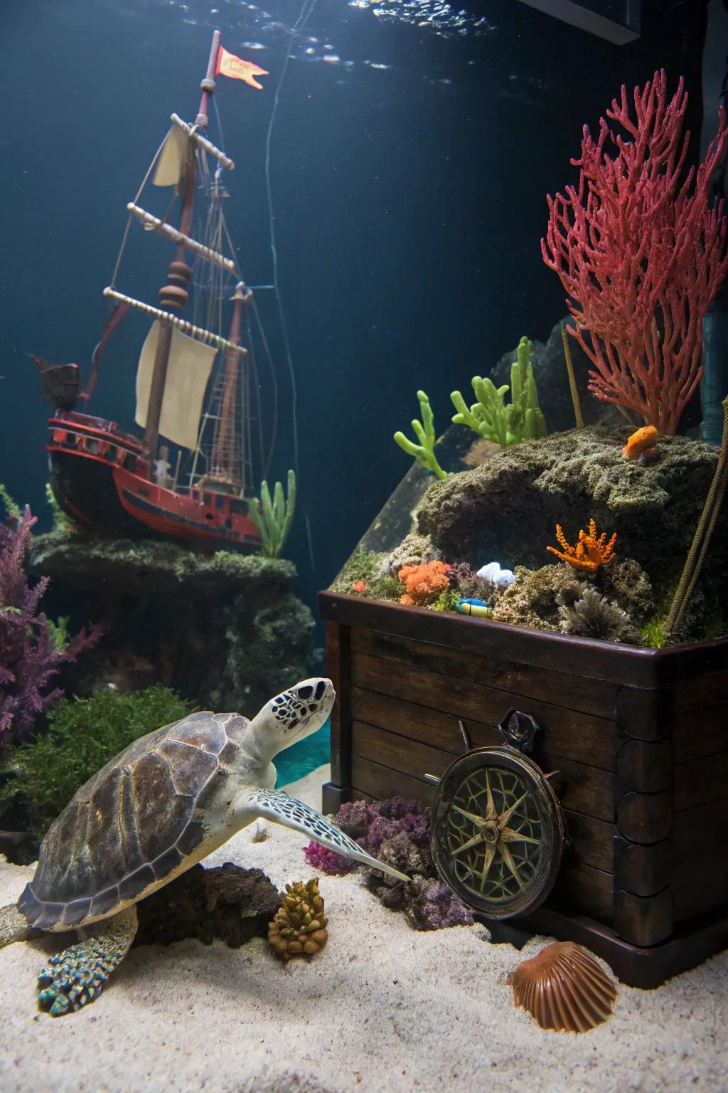 A themed tank adds a unique narrative and charm to your turtle's habitat.