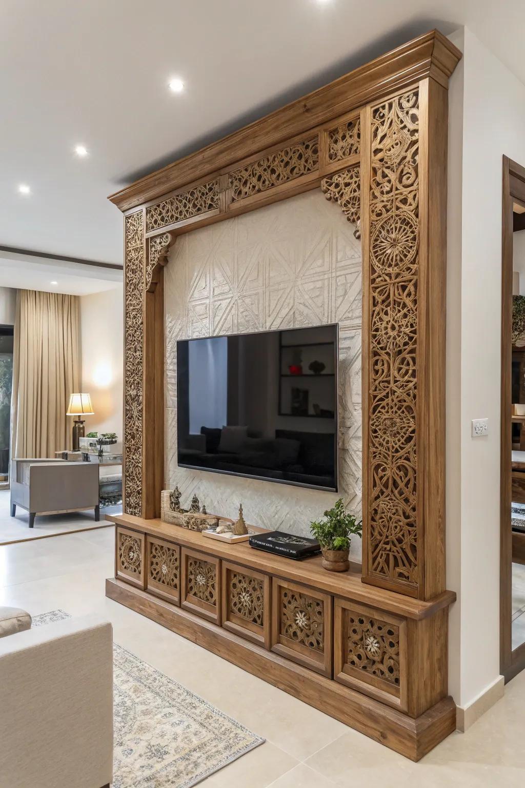 A fusion of classic and modern styles for a singular TV wall.