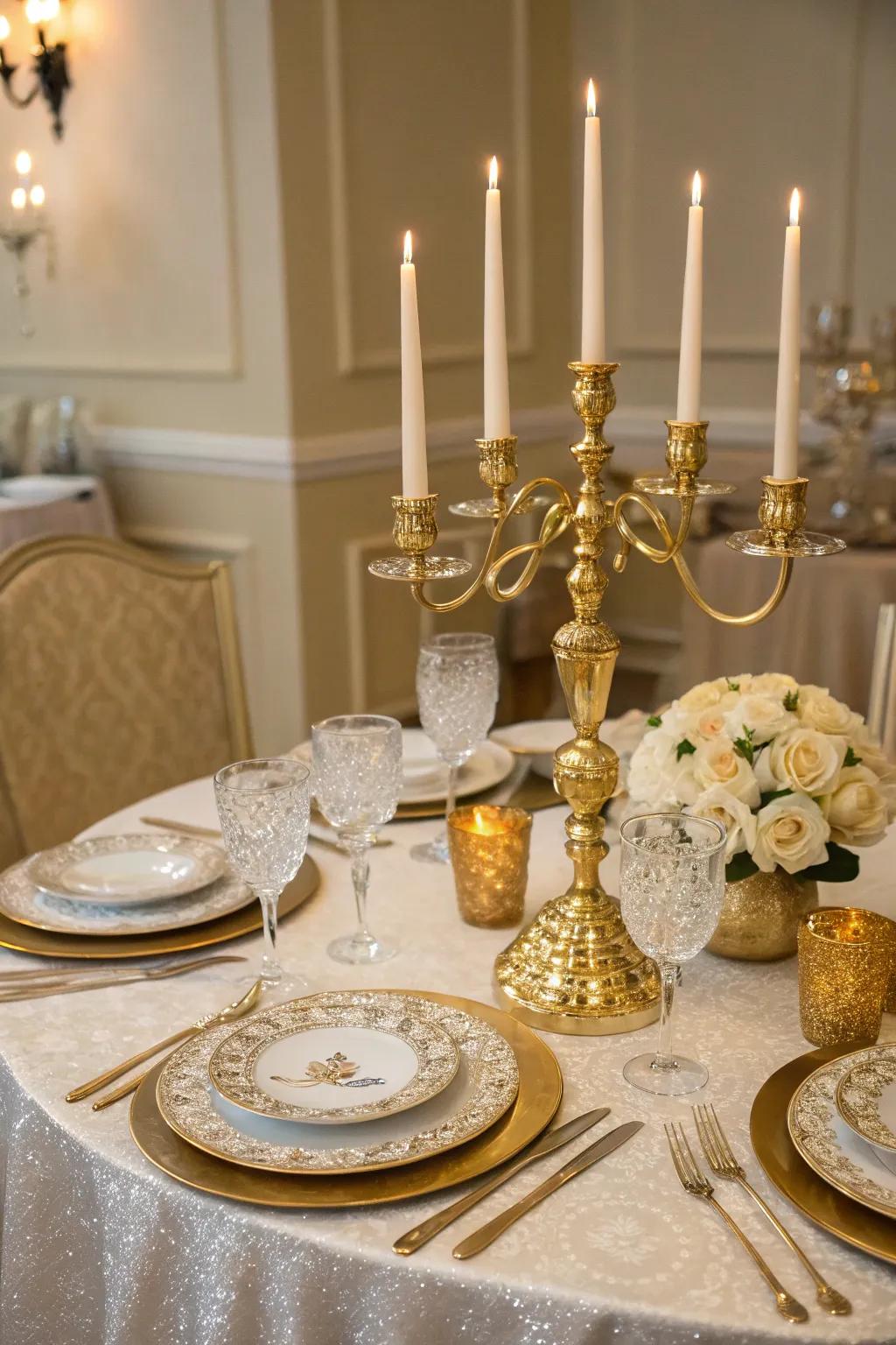 Gold touches include a touch of luxury to the table.