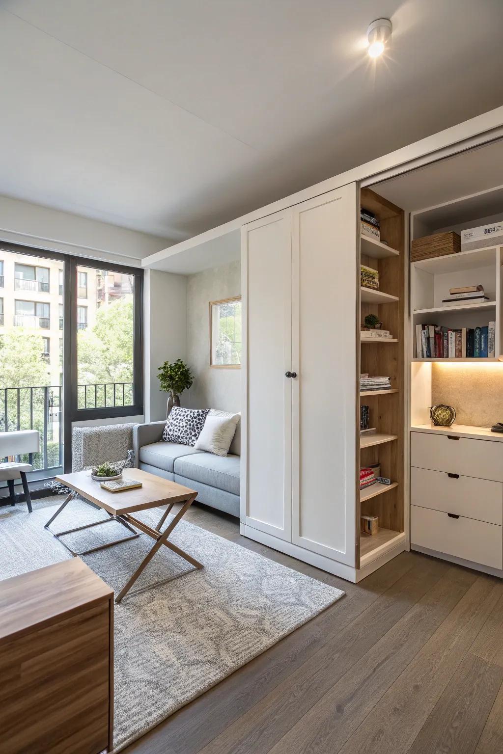 With a stylish Murphy bed, you can double your living area.