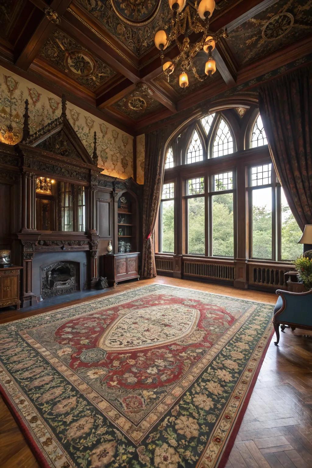 Meticulous rugs append texture and ease underfoot.