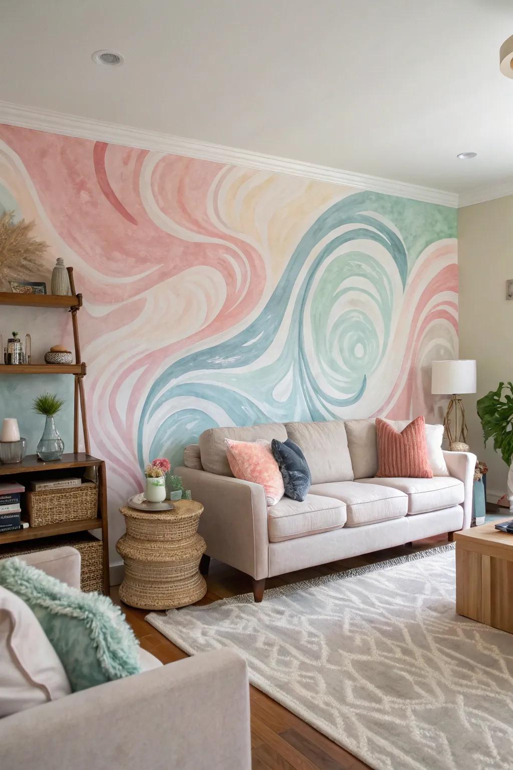 Make a peaceful setting with a fanciful watercolor mural.