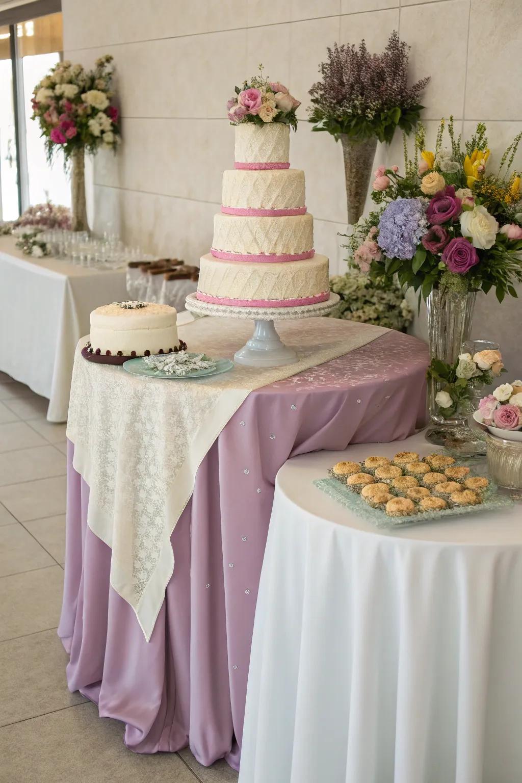 Color-coordinated linens create a cohesive look.