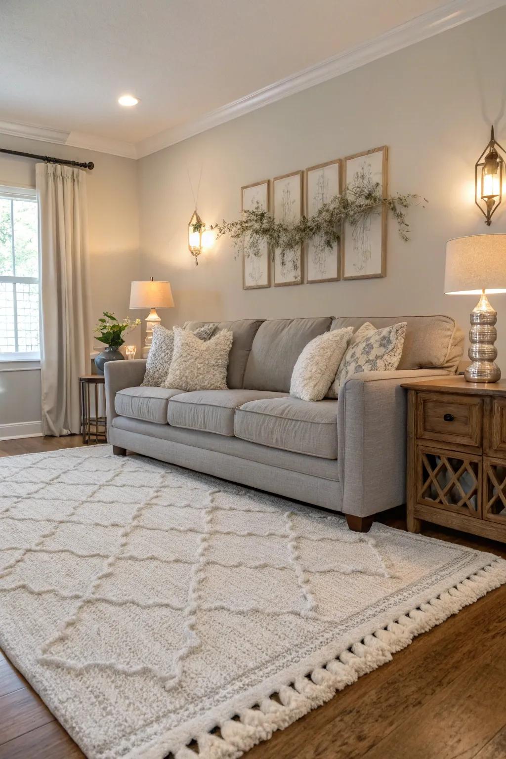 Cream carpets deliver a conventional and ageless elegance to your residence.