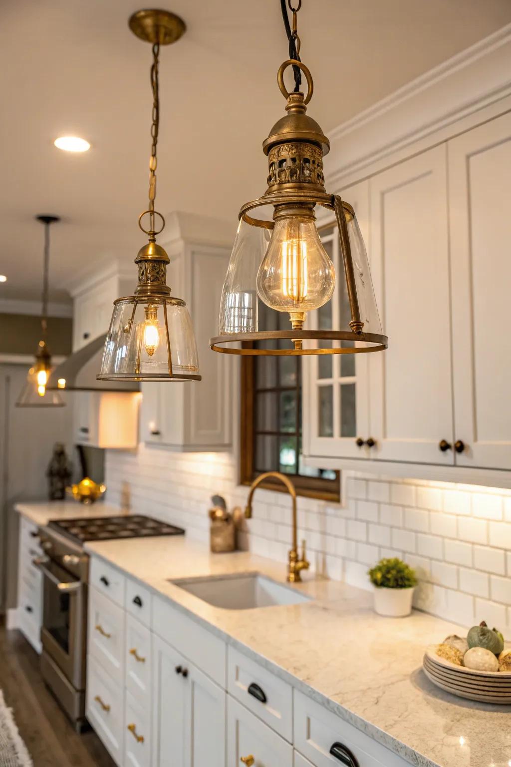 Vintage fixtures deliver a touch of nostalgia to the cooking area.