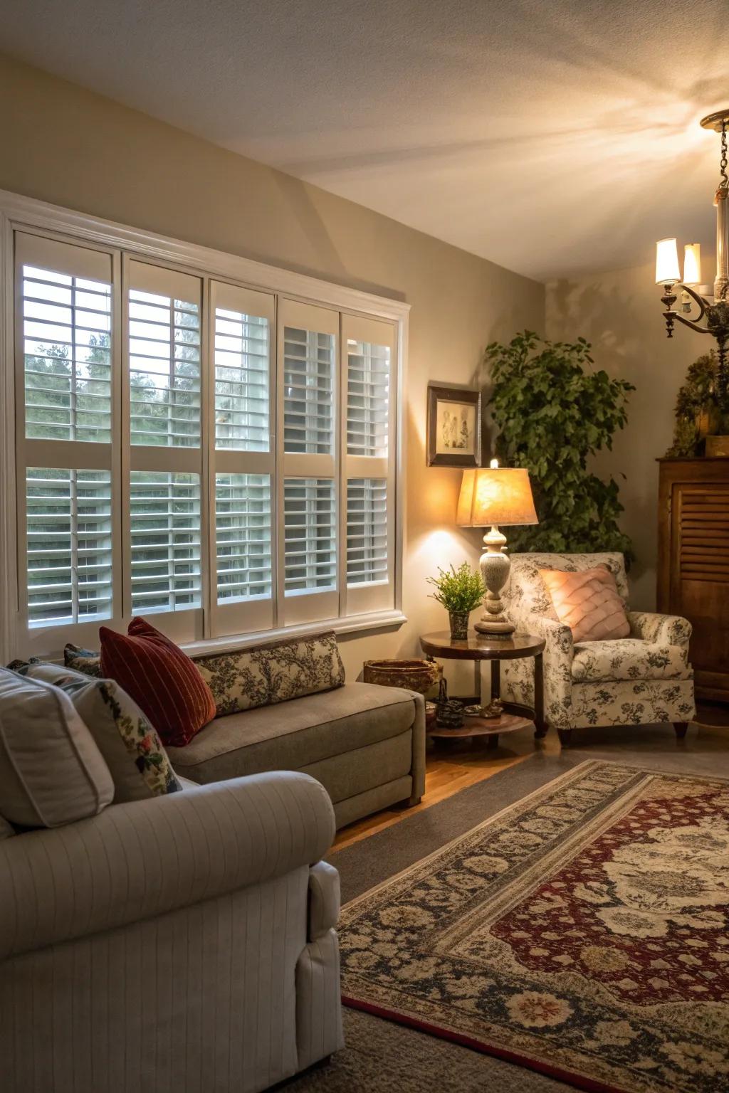 Classic indoor panels bring charm to the family room.