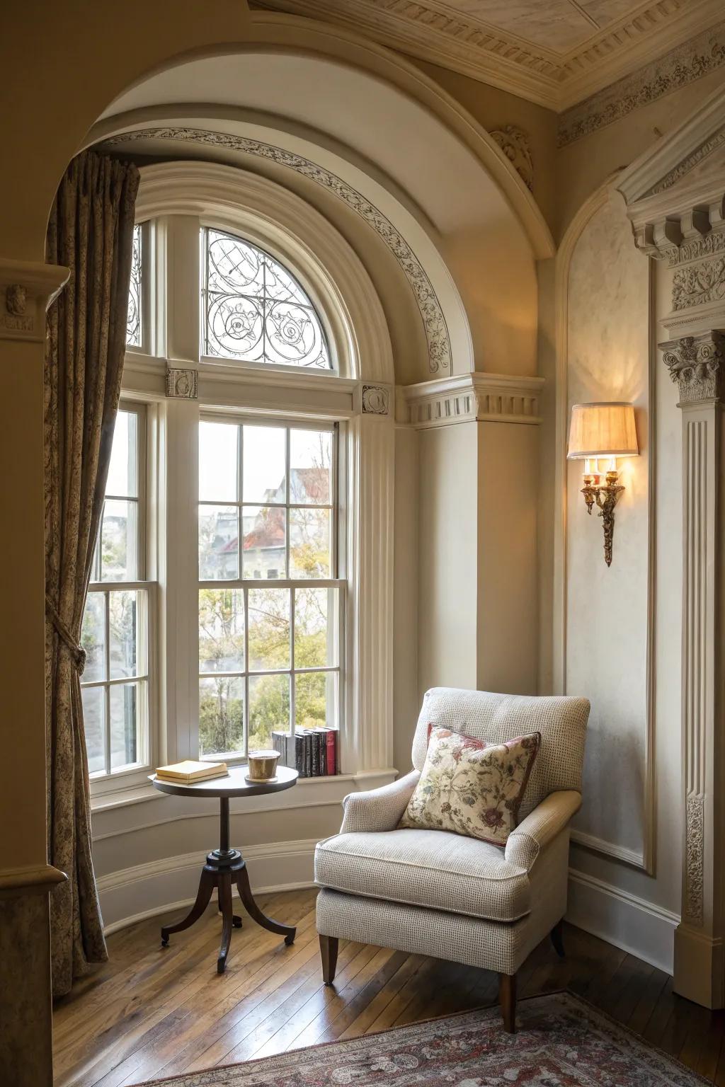 A window nook is a great fit within the room's layout.